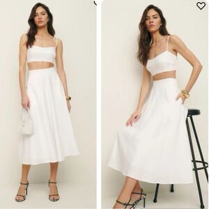 NEW Reformation Midi Maxi Skirt White Linen Maia size 2